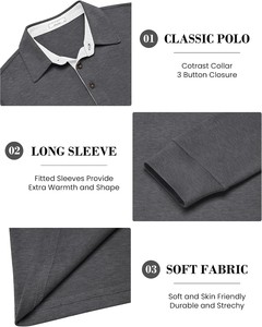 Camiseta Deportiva de Manga Larga para Hombre, Tejido Transpirable de Spandex/Algodón, Ajuste Atlético Cómodo, Ropa de Entrenamiento de Golf - Product Image 5