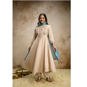 Vestido Chanderi de viscosa pura de alta calidad para mujer con elegante bordado y estilo étnico para fiestas, disponible a buen precio. - Product Image 1