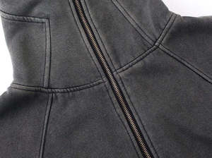 Sweat-shirt à capuche cagoule personnalisé vintage délavé à l'acide, entièrement zippé, masque de ski, coupe oversize, en coton épais, streetwear pour homme - Product Image 4