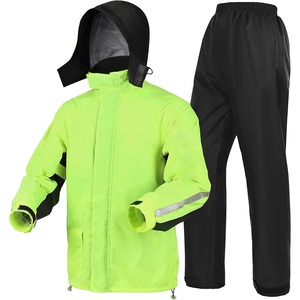 Combinaison de pluie légère pour moto avec design imperméable, ajustement réglable, veste à capuche, pantalon stable, matière respirante - Product Image 1