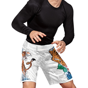 กางเกง MMA ยูนิเซ็กซ์ ลายพิมพ์ Tiger Wave แบบ Sublimation ผ้าโพลีเอสเตอร์ ยืดหยุ่น น้ำหนักเบา แห้งเร็ว สำหรับฝึกซ้อมศิลปะการต่อสู้แบบผสมผสาน ทรงหลวม - Product Image 5