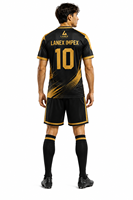 Ensemble d'uniformes de football personnalisés sublimés pour hommes : maillot, short, chaussettes, crampons – Tenue de sport noire avec nom et numéro, séchage rapide 100%