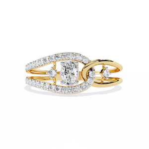 Anillo de Compromiso de Oro Amarillo con Diamante para Mujer, Corte Brillante Redondo, Estilo Clásico - Product Image 3