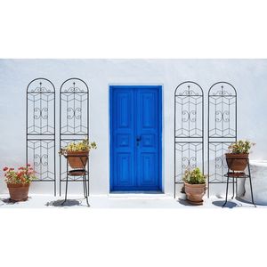 Set di 4 Tralicci da Giardino in Metallo Antiruggine 220 cm x 50 cm Neri, Supporto per Fiori da Esterno per Piante Rampicanti - Product Image 5