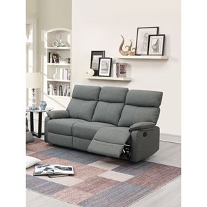 Gray Burlap Fabric <b>Recliner</b> Motion Sofa 1pc Manual Living Room Furniture Couch and Chair Set - Product Image 1