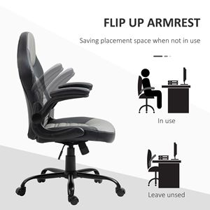Swivel Racing Computer Desk Chair Revolving Adjustable Height <b>Footrest</b> for Home Office Gaming Flip-Up Armrest Wheels Mesh - Product Image 6