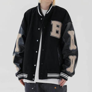 <b>Men's</b> Winter Letterman <b>Jacket</b> Relaxed Fit Casual Comfortable <b>Lightweight</b> Anti-Bacterial Breathable Windproof Front Logo - Product Image 6