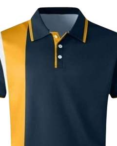 Polo Personalizado de Manga Corta para Hombre, Mezcla de Algodón Premium, Diseño con Paneles en Azul Marino, Amarillo y Blanco, Ropa de Golf Informal y Transpirable, OEM - Product Image 2