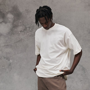 T-shirts pour hommes en coton 100% délavé à l'acide, à manches courtes, épais, surdimensionnés, respirants, avec impression sérigraphique, vente en gros - Product Image 5