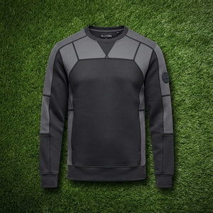 Mens Black <b>Grey</b> Panel Crewneck <b>Sweatshirt</b> Technical Casual Streetwear Pullover Long Sleeve Top - Product Image 5