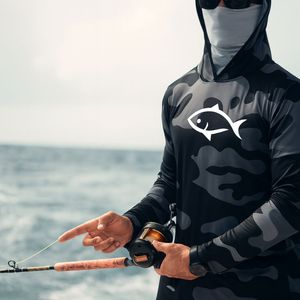 Haut de pêche à capuche pour homme UPF 50 avec protection faciale, manches longues, séchage rapide, respirant, pour activités de pêche en extérieur, performance personnalisée - Product Image 2