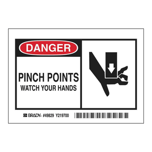 Panneau de signalisation Brady Danger Pinch Points, étiquette d'avertissement réfléchissante pré-imprimée pour équipement industriel - Product Image 2