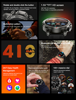 Montre connectée DK68 tendance 2026 avec batterie longue durée 410 mAh, GPS, moniteur de fréquence cardiaque, étanche IP67 et lampe de poche pour les aventures et voyages en plein air