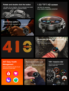 Montre connectée DK68 tendance 2026 avec batterie longue durée 410 mAh, GPS, moniteur de fréquence cardiaque, étanche IP67 et lampe de poche pour les aventures et voyages en plein air - Product Image 5