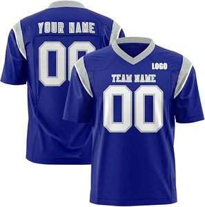 เสื้อฟุตบอลอเมริกันแบบสั้นสั่งทำคุณภาพดีราคาส่ง พิมพ์ลายได้ตามต้องการ ผลิตจากโพลีเอสเตอร์ 100% ระบายอากาศได้ดี แห้งเร็ว ใส่ได้ทั้งชายและหญิง มีไซส์พลัส - Product Image 2