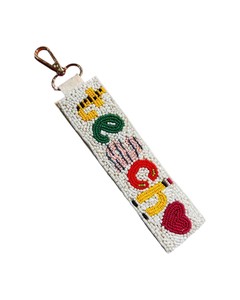 Llavero de pulsera personalizado hecho a mano, ecológico, con cuentas y lentejuelas bordadas, para Mamá, Maestra, Día de Juego, Howdy, correa para llaves y bolso - Product Image 3