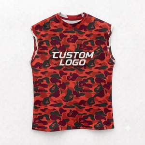 เสื้อกล้ามแขนกุดลายพรางสีชมพูผู้ชายคอกลมแห้งเร็วสไตล์สตรีทเสื้อออกกำลังกายพิมพ์ลาย - Product Image 3