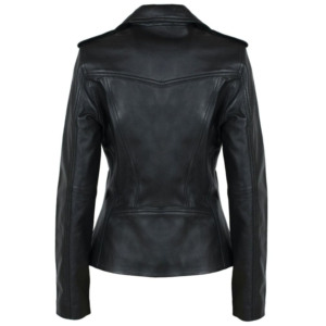 <b>Women</b> Black Stand Collar Leather Racer <b>Jacket</b> Zip Up Windproof Long Sleeve Autumn Outwear Eco Friendly Breathable <b>Jacket</b> - Product Image 2