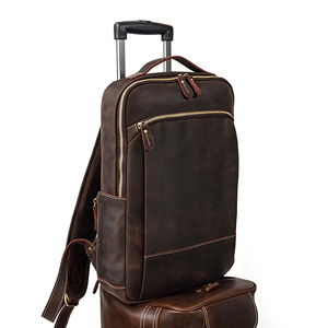 Men's Fashion Genuine Leather <b>Backpack</b> Zipper Closure-Lightweight Waterproof Casual Travel School Laptop Bag - Product Image 5