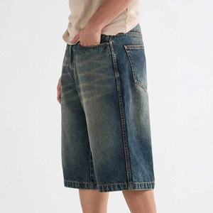 Vintage Washed Texture Timeless Urban Fashion Men Denim Shorts Relaxed Fit Soft Feel Denim Everyday Wear Men Denim Shorts - Product Image 4