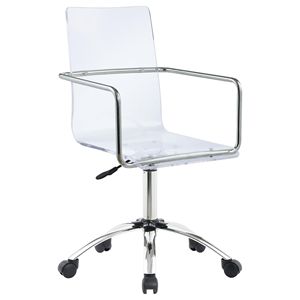 Clear and Chrome Acrylic Office <b>Chair</b> with Casters Modern Executive <b>Chair</b> for Comfort and <b>Mobility</b> - Product Image 1