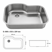 Évier de cuisine moderne haut de gamme en acier inoxydable satiné à cuve unique grande taille, design sous plan, vente en gros du fabricant vietnamien PM 320 5