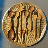 Cuillères à café, à miel et à dessert en bois naturel sculpté à la main, motif feuille de fleur, ustensiles de cuisine décoratifs, coffret cadeau, Vietnam