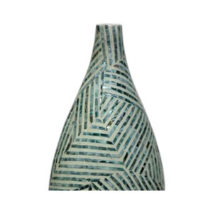 Vase en résine minimaliste géométrique avec incrustation de nacre, pot moderne pour arrangement floral - Product Image 2