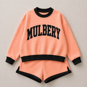 Ensemble sweat-shirt et short en molleton pour femme, prix abordable, couleur corail, col rond, coupe ample, décontracté, toutes saisons, vêtements de sport - Product Image 1