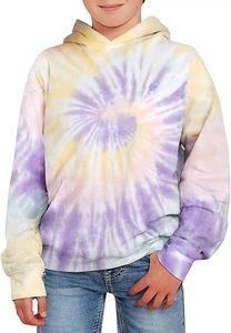 Sweat à capuche en molleton de coton gaufré tie-dye de qualité supérieure pour enfants garçons, pull thermique épais pour tout-petits - Product Image 6