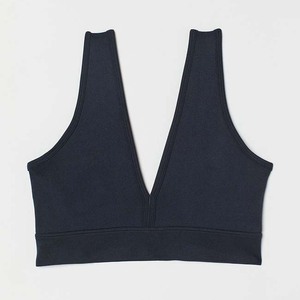 Sujetador Deportivo Azul Marino sin Costuras, Cuello en V Profundo, Soporte Medio, Ropa Deportiva para Yoga, Top de Entrenamiento para Mujer - Product Image 6