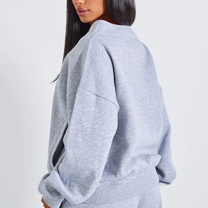 Custom Women's 2 Piece Knitted <b>Lounge</b> Set V Neck Button Cardigan <b>Wide</b> <b>Leg</b> <b>Pants</b> Solid Gray Loose Fit Loungewear Tracksuit - Product Image 6
