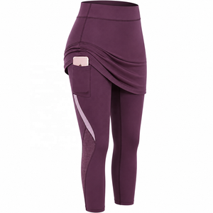 Women's High Waist Asymmetric Yoga <b>Leggings</b> with Side <b>Pockets</b> Calf Length Quick Dry Seamless Stretch Activewear Pants - Product Image 1