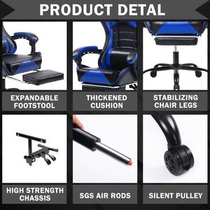 Sedia da Gaming Ergonomica in Pelle PU con Altezza Regolabile e Ruote per Casa, Ufficio o Videogiochi - Product Image 6