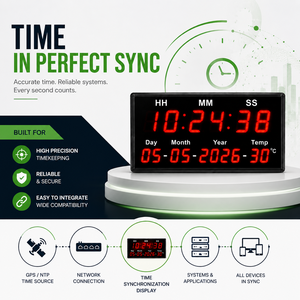 Industrial GPS NTP Master <b>Clock</b> | 14-Digit <b>LED</b> Network Time Server - Product Image 1