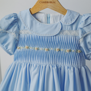 2025 colección Vintage plisado cuello redondo vestido para niñas hecho a mano estilo princesa Fabricación de Vietnam-Jisoo para niños - Product Image 2