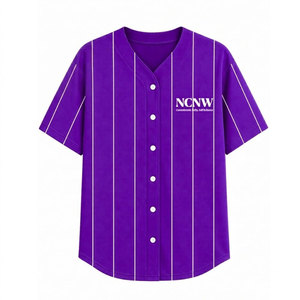 NSPDK Sorority – chemise de baseball rayée violette pour femmes, chemise décontractée à manches courtes boutonnée, chemise à la mode pour femmes - Product Image 1