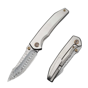 Couteaux pliants avec manche en aluminium argenté, lame compacte en acier inoxydable, design pliable pour la randonnée, le camping et les travaux utilitaires - Product Image 1