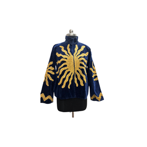 Veste en velours Suzani brodée, col montant, écologique, manches longues - Product Image 5