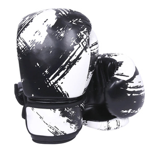 Gants de boxe en PU noir et blanc avec fermeture Velcro, design respirant pour l'entraînement des adultes - Product Image 3