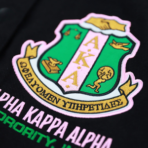 AKA Racing Twill Jacket Black Green Sorority Vrsity Jacket <b>Button</b> Up Women Stretwear Fashion Stylish Trendy Coat Ivy Leaf Design - Product Image 4