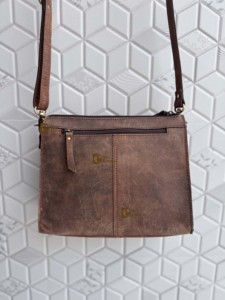 Bolso Bandolera de Cuero Genuino para Mujer, Estilo Boho con Decoración de Piedras Azules, Cierre de Cremallera, para Uso Diario - Product Image 4