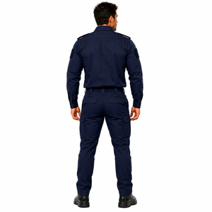Conjunto de Uniforme de Guardia de Seguridad para Hombre, Camisa Táctica de Manga Larga de Alta Calidad, Pantalones Cargo, Azul Marino Sólido, Ropa de Trabajo Profesional - Product Image 2