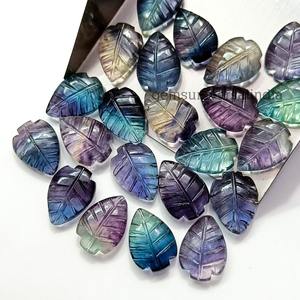 Fluorita Arcoíris Natural Brillante Tallada a Mano en Forma de Hoja, Piedra Preciosa Suelta de 14mm y 10mm para Fabricación de Joyas, Precio al por Mayor, Venta a Granel - Product Image 3