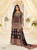 Nouveau ensemble en crêpe de soie fantaisie avec imprimé, comprenant haut, bas et dupatta, catalogue complet disponible à prix de gros.