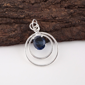 Colgante de Plata de Ley 925 Hecho a Mano con Topacio Azul de Corte Ovalado y Engaste de Latón, Joyería y Amuletos de Moda - Product Image 3