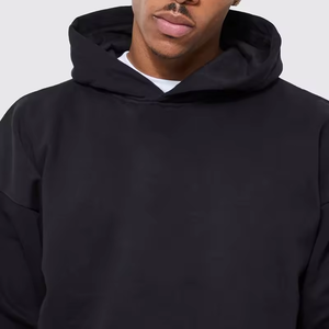 Sudadera con Capucha Negra para Hombre, de Alta Calidad, Algodón Grueso, Estilo Corto, con Logotipo Personalizado, Impresión Puff, Sudadera Oversize - Product Image 3