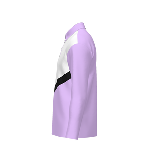 Polo de Manga Larga para Hombre, Diseño Color Block, Corte Regular, Estilo Casual, Tejido, Patrón Sólido, Morado, Blanco, Negro - Product Image 3