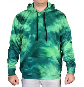 Sudadera con Capucha Tie-Dye para Hombre, Corte Regular, Tejida, Informal, Verde, con Diseño de Bolsillo, para Primavera - Product Image 1