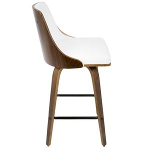 Gianna 26\" Mid Century Modern Counter <b>Stool</b> Walnut with White Faux <b>Leather</b> Set of 2 - Product Image 4